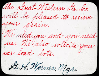 Hand written slide for St. Louis Great Western Grain Company (c. 1910)