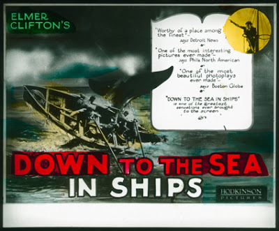 Coming attraction slide for Down to the Sea in Ships (1922)