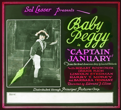 Coming attraction slide for Captain January (1924)
