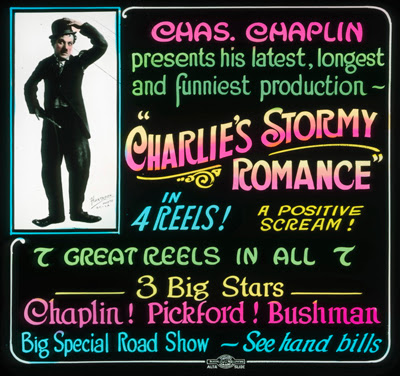 Advertising slide for Charlie's Stormy Romance (1916)
