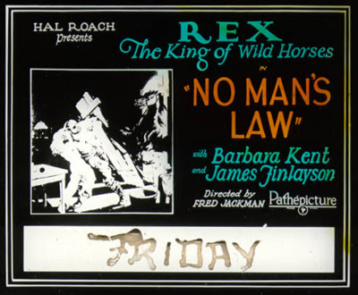 Not all of Barbara Kent's leading men were human, in No Man's Law (1927) she co-starred with Rex the Wonder Horse