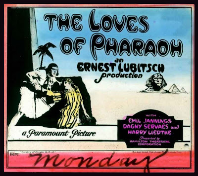 Coming attraction slide for The Loves of the Pharaoh (1922)