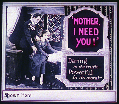 Edward Coxen and Enid Markey in advertising slide for Mother, I Need You! (1918)