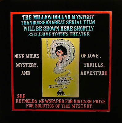 Advertising slide for The Million Dollar Mystery (1914)